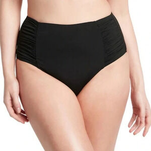 Sea level high waist gathered side swim bottoms black size US 4